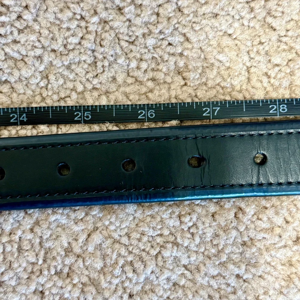 Kids Reversible Faux Leather Belt Black‎ Brown Matte Buckle Stitched Edge 32in